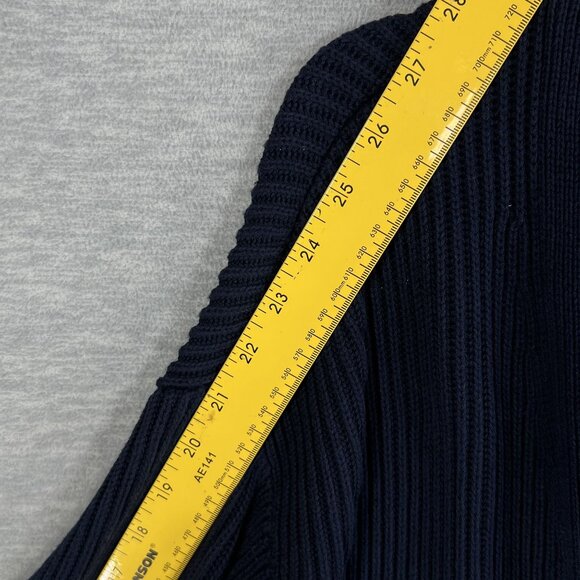 Quince Womens L Navy Organic Cotton Oversized Cardigan Ribbed Knit Open Front - Picture 12 of 16